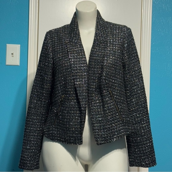 Lane Bryant Tweed & Silver tinsels cropped Blazer Classic Structured Design 18 - Picture 1 of 12